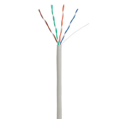 Кабель NETLAN U/UTP 4 пары, Кат.5e, 100МГц, одножильный, CCA (омедненный алюминий), внутренний, PVC нг(B), серый, 305м