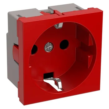 Розетка 1-м 2мод. Праймер РКС-20-32-П-К 45х45 с заземл. красн. IEK CKK-40D-RSZK2-K04-K