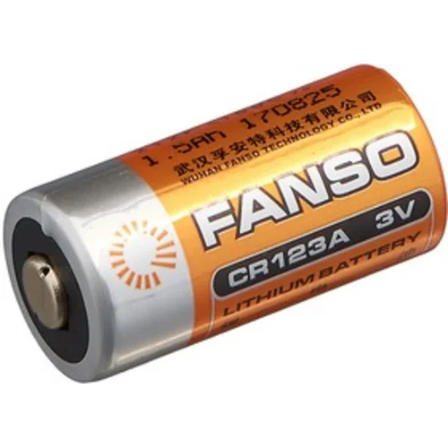 CR123A, Li-MnO2 батарея типоразмера 123A номинальным напряжением 3 В ёмкостью 1.5 Ач стандарт выводы Траб: -40...85 °C, FANSO