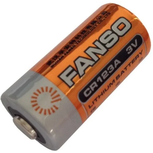 CR123A, Li-MnO2 батарея типоразмера 123A номинальным напряжением 3 В ёмкостью 1.5 Ач стандарт выводы Траб: -40...85 °C, FANSO