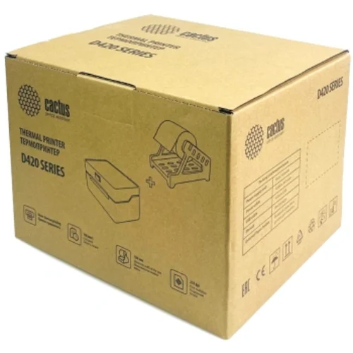 Термопринтер Cactus CS-TP-D420U 203dpi 160мм/с/USB для печ.этик. черный