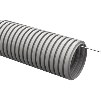 Труба гофрированная ПВХ d25мм с протяжкой сер. (уп.50м) IEK CTG20-25-K41-050I