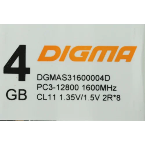 Память DDR3 4GB 1600MHz Digma DGMAS31600004D RTL PC3-12800 CL11 SO-DIMM 204-pin 1.35В dual rank Ret