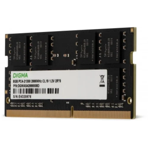 Память DDR4 8Gb 2666MHz Digma DGMAS42666008D RTL PC4-21300 CL19 SO-DIMM 260-pin 1.2В dual rank Ret