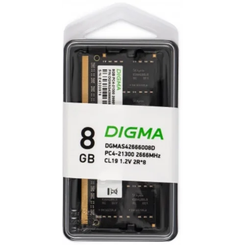 Память DDR4 8Gb 2666MHz Digma DGMAS42666008D RTL PC4-21300 CL19 SO-DIMM 260-pin 1.2В dual rank Ret