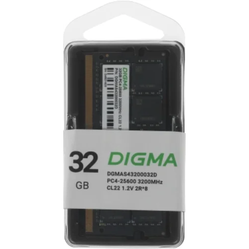Память DDR4 32GB 3200MHz Digma DGMAS43200032D RTL PC4-25600 CL22 SO-DIMM 260-pin 1.2В dual rank Ret