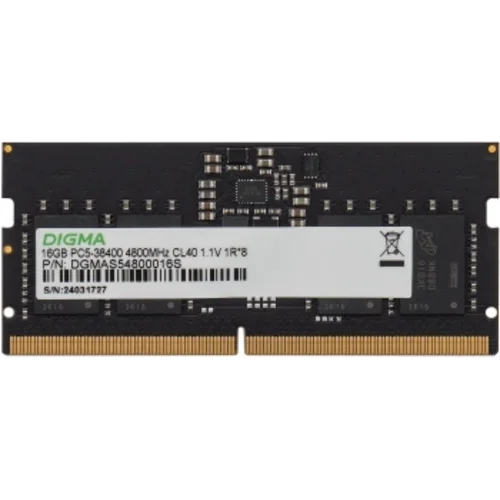 Память DDR5 16GB 4800MHz Digma DGMAS54800016S RTL PC5-38400 CL40 SO-DIMM 262-pin 1.1В