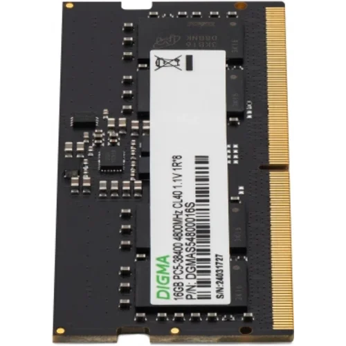 Память DDR5 16GB 4800MHz Digma DGMAS54800016S RTL PC5-38400 CL40 SO-DIMM 262-pin 1.1В