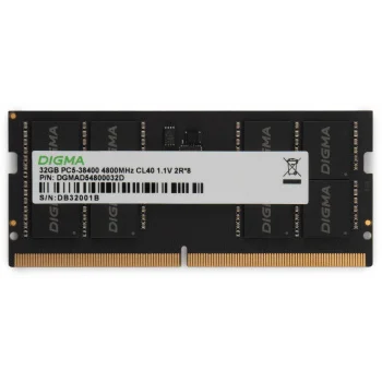 Память DDR5 32GB 4800MHz Digma DGMAS54800032D RTL PC5-38400 CL40 SO-DIMM 262-pin 1.1В dual rank Ret