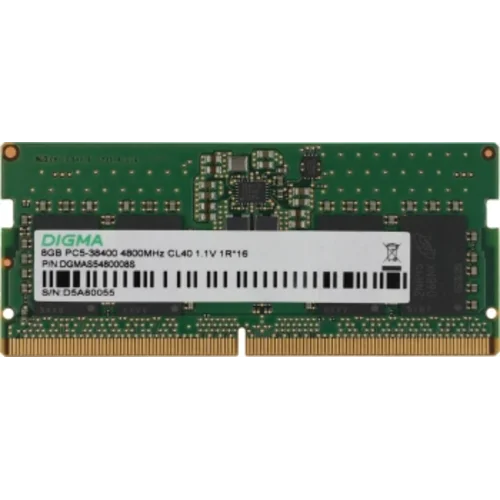 Память DDR5 8GB 4800MHz Digma DGMAS5480008S RTL PC5-38400 CL40 SO-DIMM 262-pin 1.1В single rank Ret