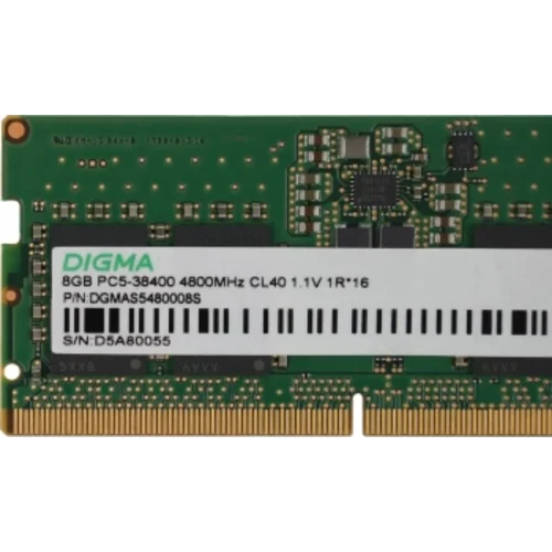 Память DDR5 8GB 4800MHz Digma DGMAS5480008S RTL PC5-38400 CL40 SO-DIMM 262-pin 1.1В single rank Ret