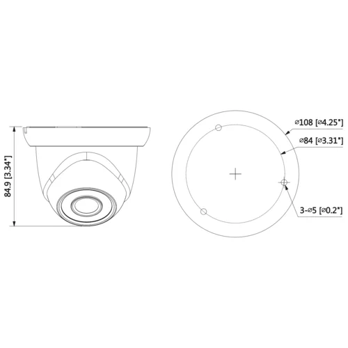 IP-камера видеонаблюдения купольная Dahua DH-IPC-HDW1220SP-0280B 1080p/D1/CIF (1~25 к/c), 0.1 лк / F2.0 (цвет), ИК до 30 м., DC12В/PОE; IP67