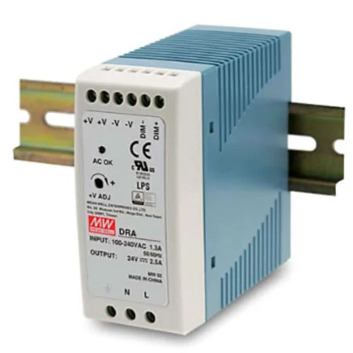 DRA-40-24 Блок питания на DIN-рейку, 24В, 1,7А, 40Вт Mean Well