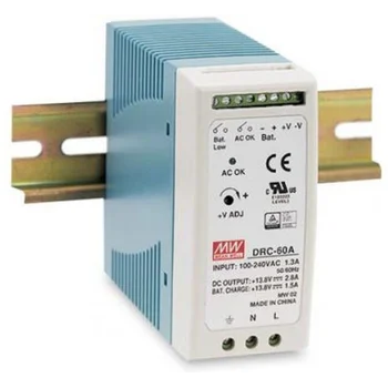 DRC-60A Блок питания c функцией ИБП на DIN-рейку Вых: 13,8В, 2.8А; АКБ: 13,8В, 1,5А; 59.34Вт, Mean Well
