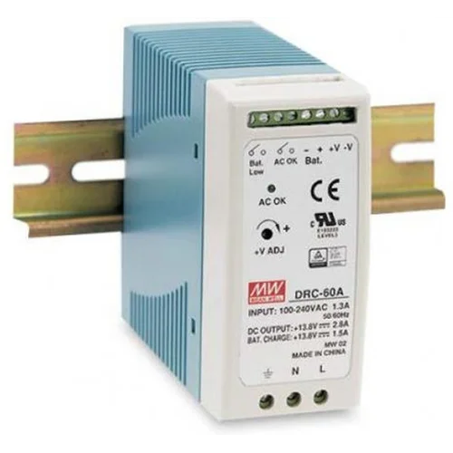 DRC-60A Блок питания c функцией ИБП на DIN-рейку Вых: 13,8В, 2.8А; АКБ: 13,8В, 1,5А; 59.34Вт, Mean Well