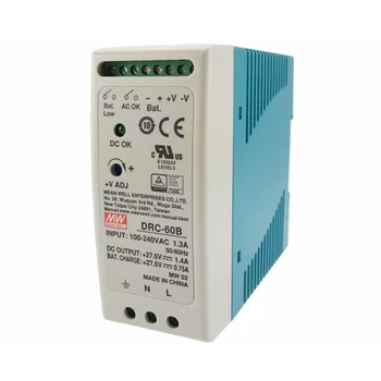 DRC-60B Блок питания c функцией ИБП на DIN-рейку Вых: 27,6B/1,4А; АКБ: 27,6В/0.75А; 60Вт, Mean Well