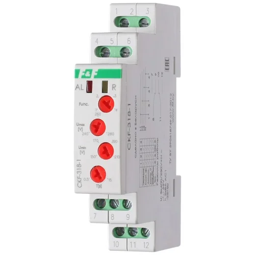 Реле контроля наличия и чередования фаз CKF-318-1 (контроль чередования; слипания фаз; регулировка в