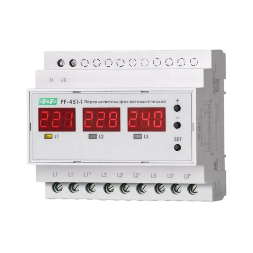 Переключатель фаз автоматический PF-451-1 (2 режима работы: с или без приоритетной фазы. Порог перек