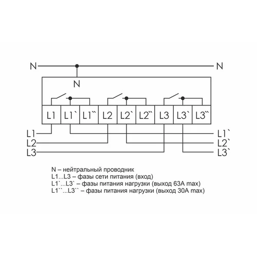 Реле контроля напряжения CP-723 (трехфазное; два режима работы - три однофазных реле или трехфазное