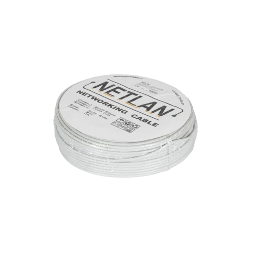 Кабель NETLAN коаксиальный, RG-6 (75 Ом), одножильный, CCS (омедненная сталь), внутренний, PVC нг(A), белый, 100м