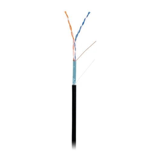 Кабель NETLAN F/UTP 2 пары, Кат.5 (Класс D), 100МГц, одножильный, BC (чистая медь), внешний, PE до -40C, черный, 305м