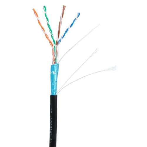 Кабель NETLAN F/UTP 4 пары, Кат.5e (Класс D), 100МГц, одножильный, BC (чистая медь), внешний, PE до -40C, черный, 100м
