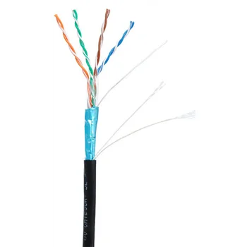 Кабель NETLAN F/UTP 4 пары, Кат.5e (Класс D), 100МГц, одножильный, BC (чистая медь), внешний, PE до -40C, черный, 305м