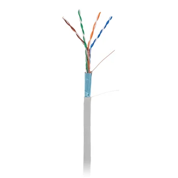 Кабель NETLAN F/UTP 4 пары, Кат.5e (Класс D), 100МГц, одножильный, BC (чистая медь), внутренний, PVC нг(B), серый, 100м