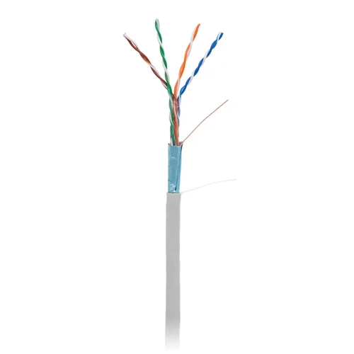 Кабель NETLAN F/UTP 4 пары, Кат.5e (Класс D), 100МГц, одножильный, BC (чистая медь), внутренний, PVC нг(B), серый, 100м
