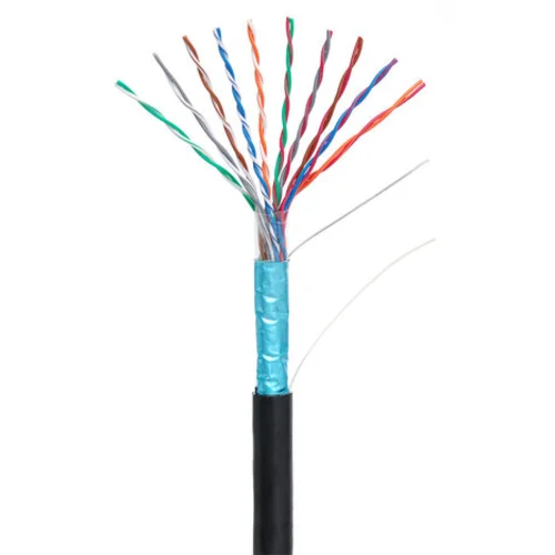 Кабель NETLAN F/UTP 10 пар, Кат.5 (Класс D), 100МГц, одножильный, BC (чистая медь), внешний, PE до -40C, черный, 305м