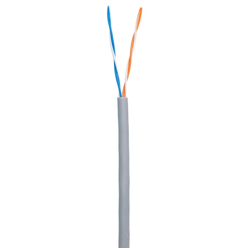Кабель NETLAN U/UTP 2 пары, Кат.5 (Класс D), 100МГц, одножильный, BC (чистая медь), внутренний, PVC нг(B), серый, 500м