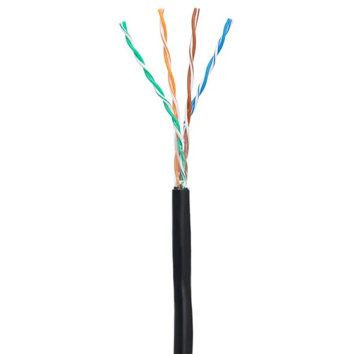 Кабель NETLAN U/UTP 4 пары, Кат.5e (Класс D), 100МГц, одножильный, BC (чистая медь), внешний, PE до -40C, черный, 305м