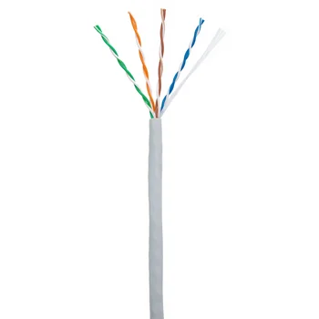 Кабель NETLAN U/UTP 4 пары, Кат.5e (Класс D), 100МГц, одножильный, BC (чистая медь), внутренний, PVC нг(B), серый, 100м
