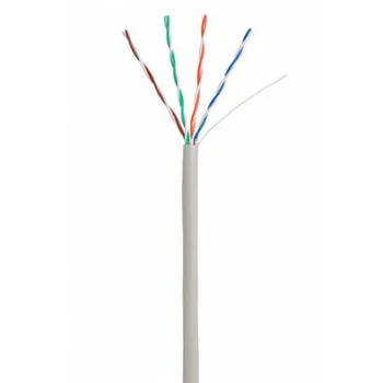 Кабель NETLAN U/UTP 4 пары, Кат.5e (Класс D), 100МГц, одножильный, BC (чистая медь), внутренний, PVC нг(B), серый, 305м