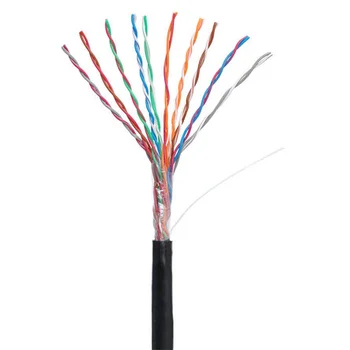 Кабель NETLAN U/UTP 10 пар, Кат.5 (Класс D), 100МГц, одножильный, BC (чистая медь), внешний, PE до -40C, черный, 305м