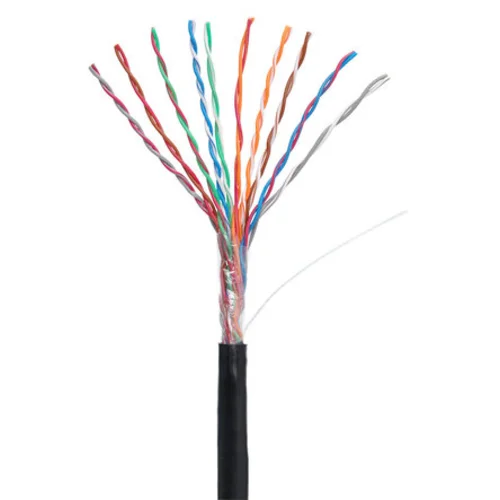 Кабель NETLAN U/UTP 10 пар, Кат.5 (Класс D), 100МГц, одножильный, BC (чистая медь), внешний, PE до -40C, черный, 305м