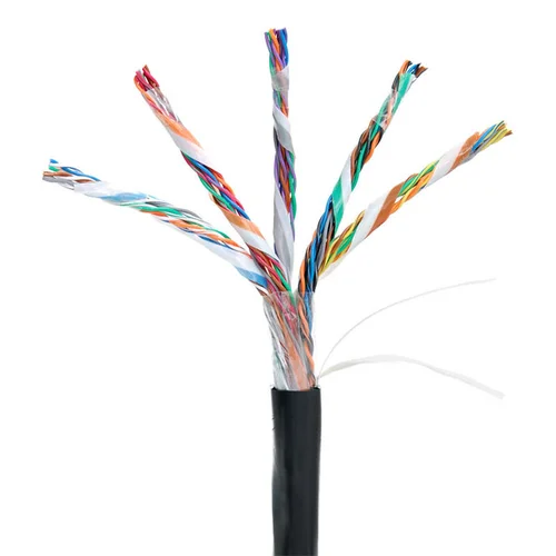 Кабель NETLAN U/UTP 25 пар, Кат.5 (Класс D), 100МГц, одножильный, BC (чистая медь), внешний, PE до -40C, черный, 305м