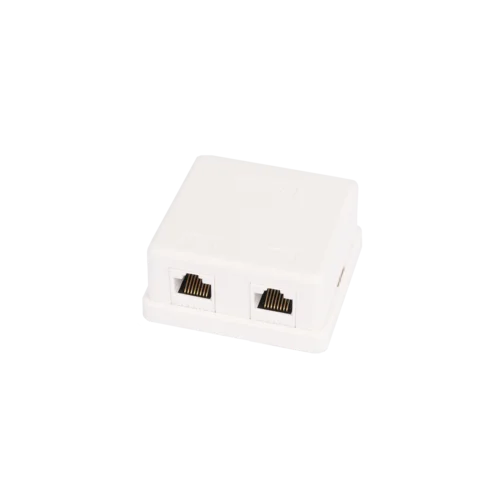 Настенная розетка NETLAN, 2 порта, Кат.5e (Класс D), 100МГц, RJ45/8P8C, 110, T568A/B, неэкранированная, белая, уп-ка 10шт.