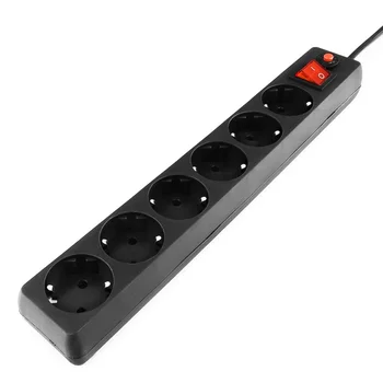 Сетевой фильтр Гарнизон ECL-6-B-1.8, 6р, 10А, 1.8м, ур.защиты 4, черный, пакет