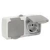 Розетка 2-м ОП Мурманск 16А IP54 с заземл. защ. шторки с крышкой сер. EKF EFR16-129-30-54