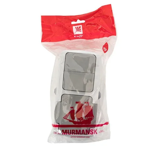 Блок ОП розетка 1-м 16А с заземл. с крышкой+выключатель 2-кл. Мурманск IP54 сер. EKF EFRV16-052-30-5