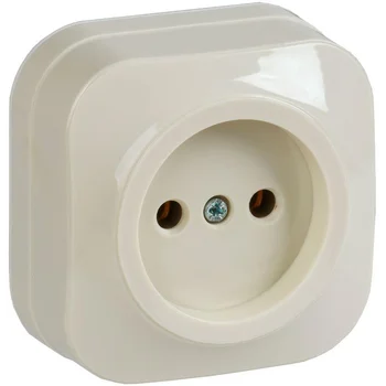 Розетка 1-м ОП GLORY РС20-2-ХК 10А без заземл. крем. IEK ERH10-K33-10