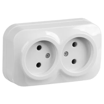 Розетка 2-м ОП GLORY РС22-2-ХБ 10А без заземл. бел. IEK ERH20-K01-10