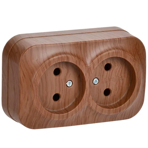 Розетка 2-м ОП GLORY РС22-2-ХД 10А без заземл. дуб IEK ERH20-K24-10