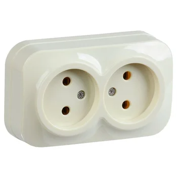 Розетка 2-м ОП GLORY РС22-2-ХК 10А без заземл. крем. IEK ERH20-K33-10