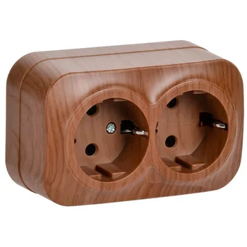 Розетка 2-м ОП GLORY РС22-3-ХД 16А с заземл. дуб IEK ERH21-K24-16