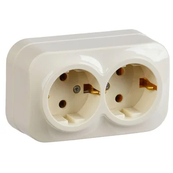 Розетка 2-м ОП GLORY РС22-3-ХК 16А с заземл. крем. IEK ERH21-K33-16