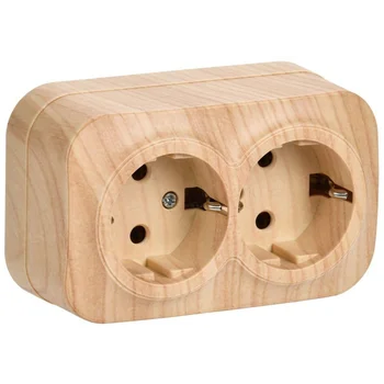 Розетка 2-м ОП GLORY РС22-3-ХС 16А с заземл. сосна IEK ERH21-K34-16