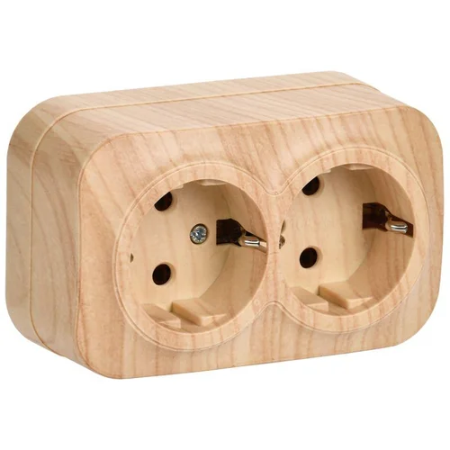 Розетка 2-м ОП GLORY РС22-3-ХС 16А с заземл. сосна IEK ERH21-K34-16