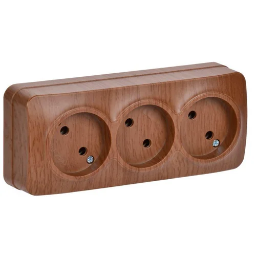 Розетка 3-м ОП GLORY РС23-2-ХД 10А без заземл. дуб IEK ERH30-K24-10